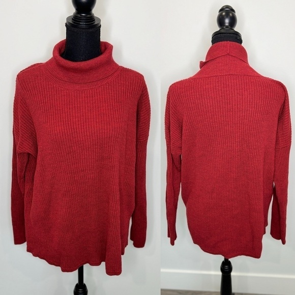 Eileen Fisher Women’s Red 100% Extra Fine Merino Wool Turtleneck - Picture 1 of 9